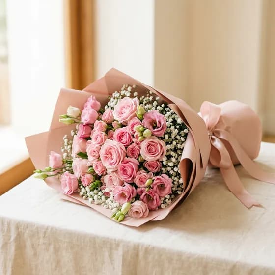 Pembe romantik buket